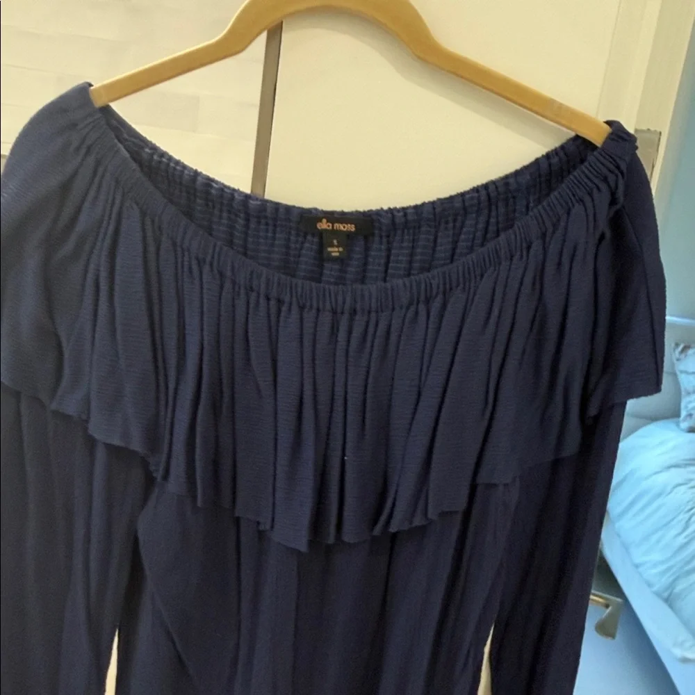 Ella Moss Navy Ruffle Blouse